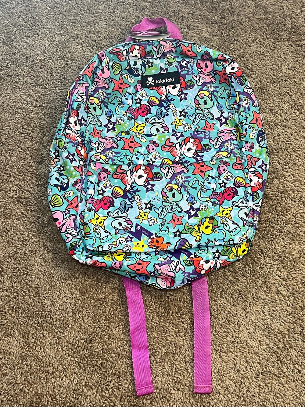 tokidoki Aqua Sea Creatures Backpack with Pink Straps NWT